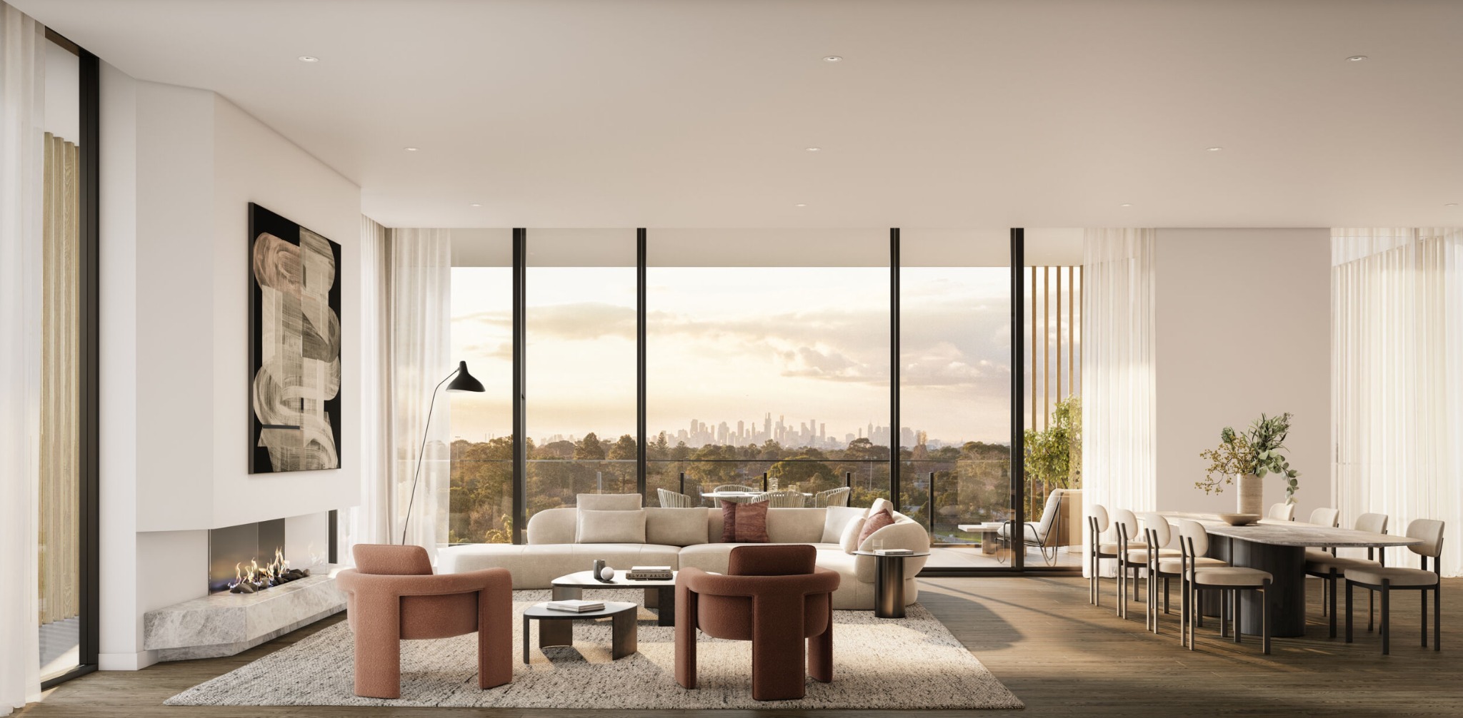 Penthouse living with panoramic city views