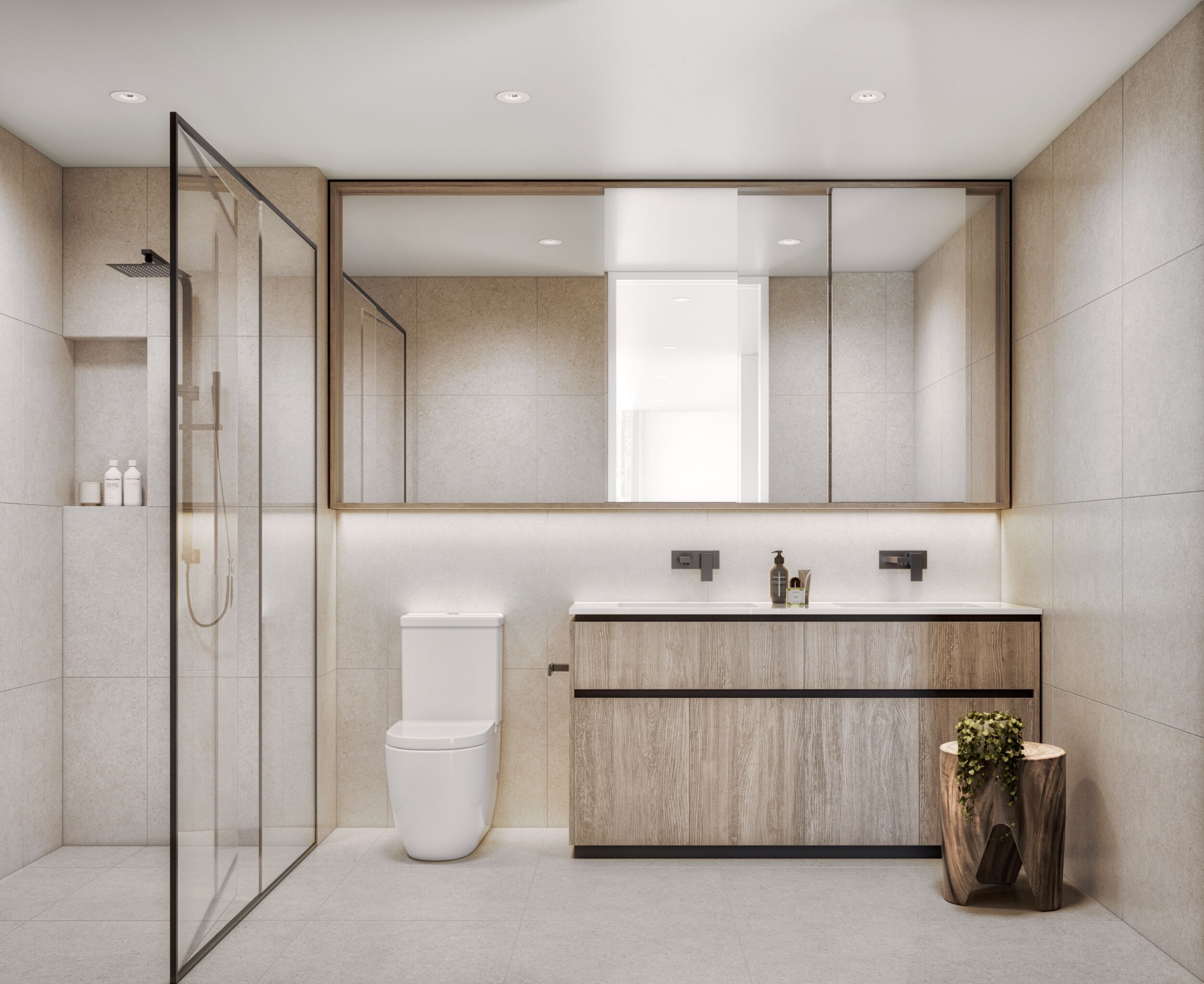 Bathroom in the light finish palette